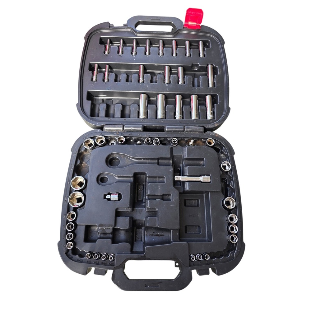 Husky Mechanics Tool Set Case Sockets Extension Incomplete SAE Metric Chrome Z2